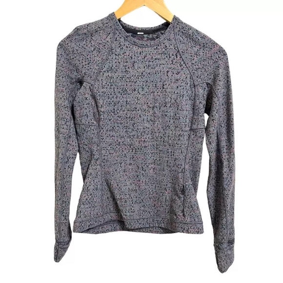 Lululemon Runderful Long SleeveNeon Tweed Jacquard Battleship Electric Coral - Picture 5 of 9